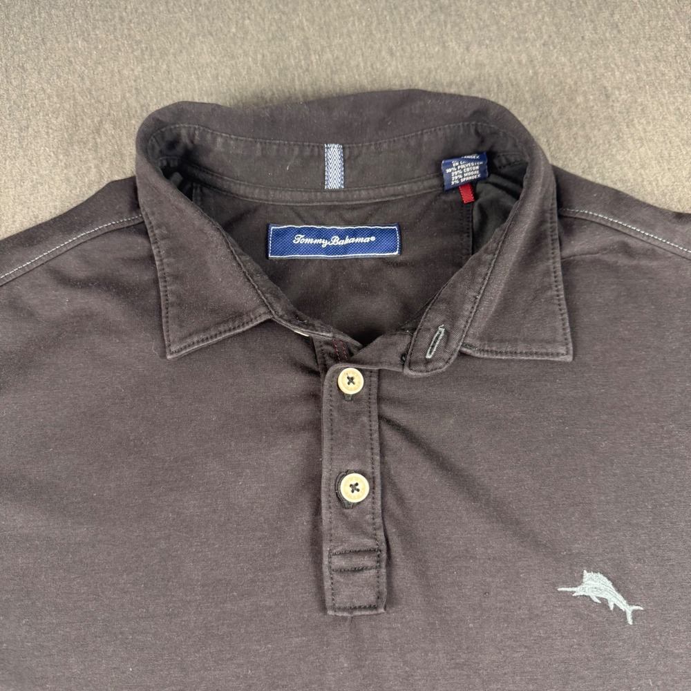 Tommy Bahama Jimmie Austin Golf Club Polo‎ Shirt Mens Large Black Short Sleeve